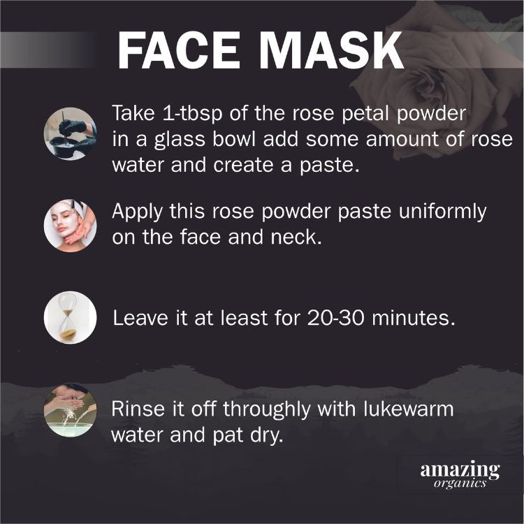 Organic Rose Petal Powder for Skin, Hair & Health