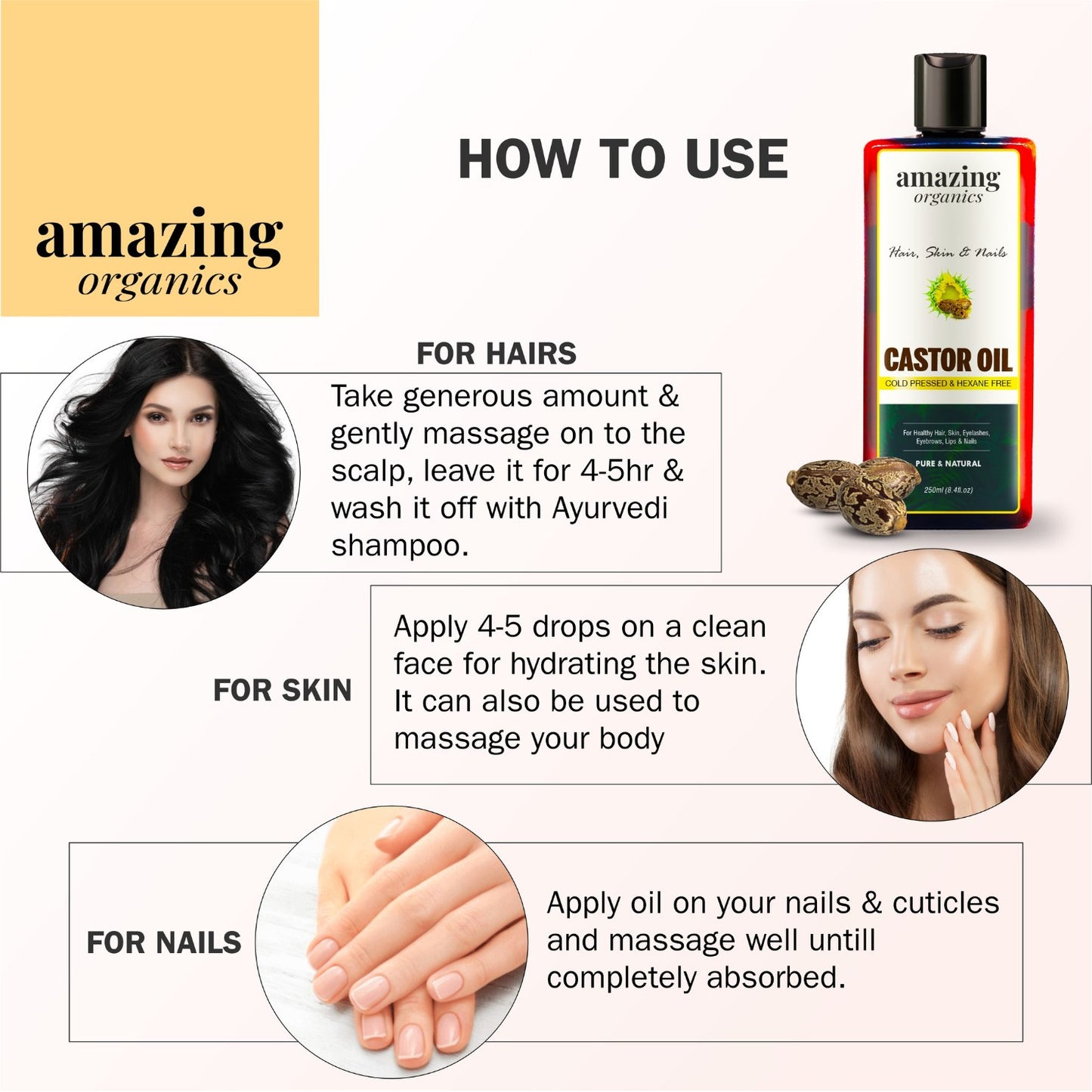 Castor Oil for Hair, Skin & Nails