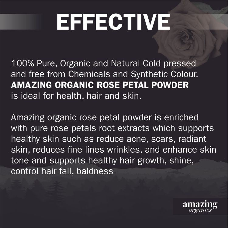 Organic Rose Petal Powder for Skin, Hair & Health