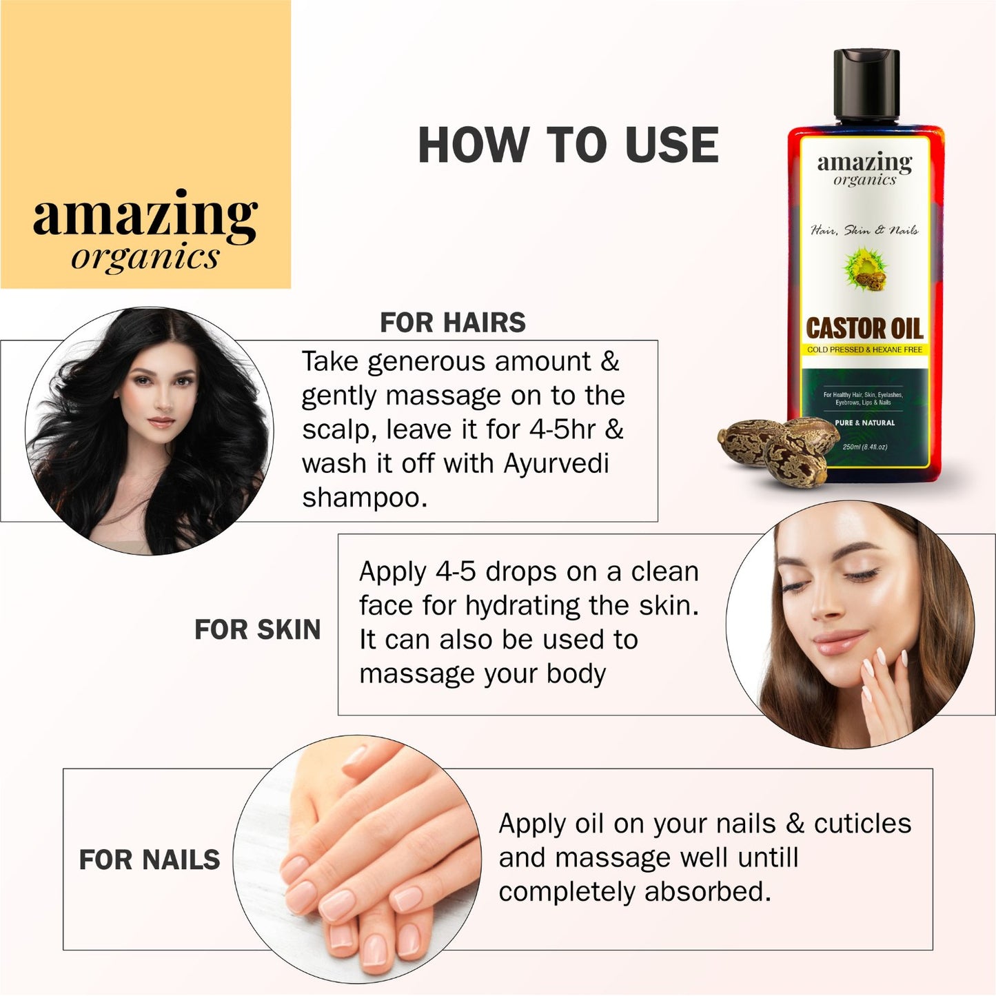 Castor Oil for Hair,  Skin & Nails